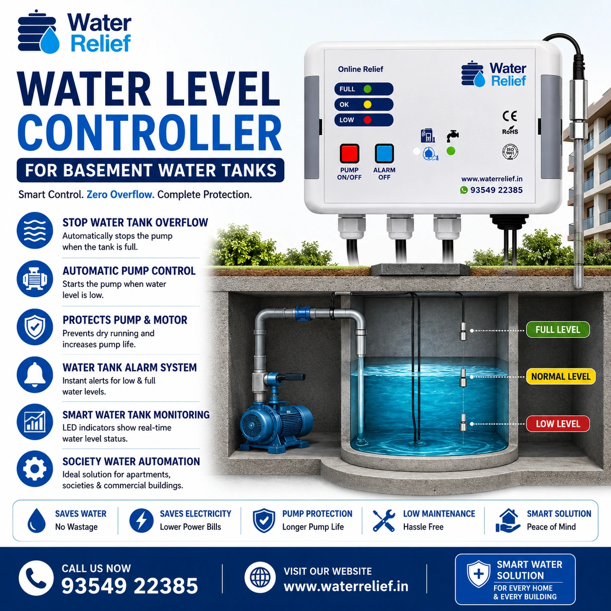 Water Level Controller for Basement Water Tanks