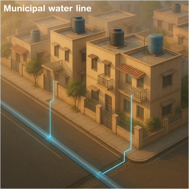 Government Line To Overhead Tank
