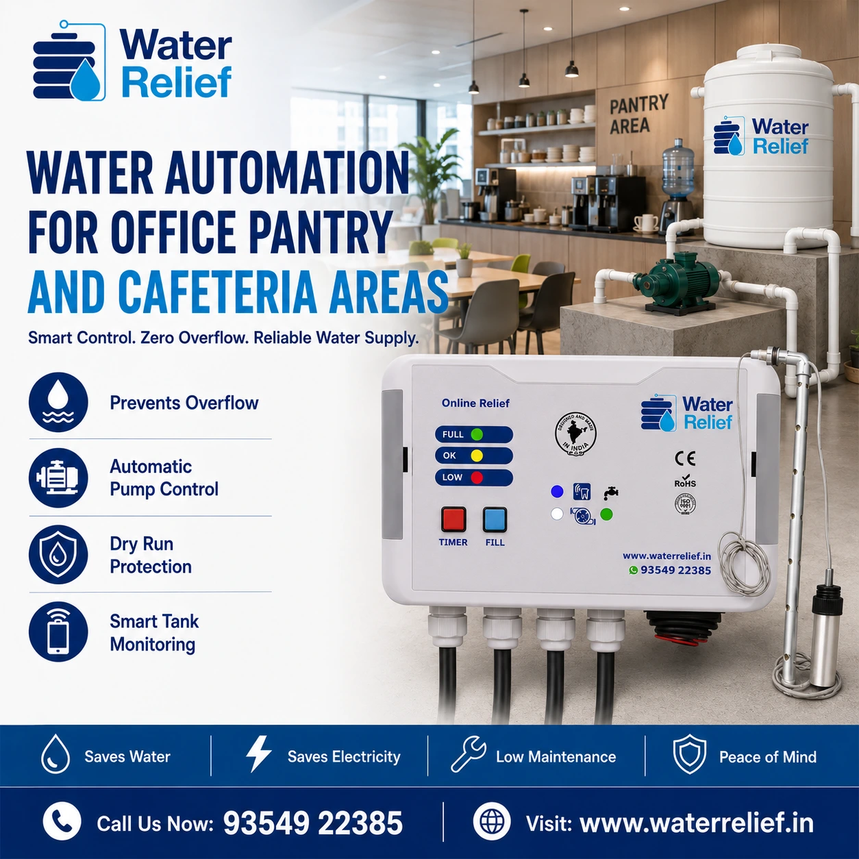 Water Automation for Office Pantry and Cafeteria Areas
