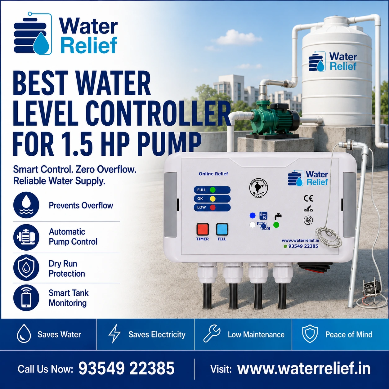 Water Level Controller for 1.5 HP Pump