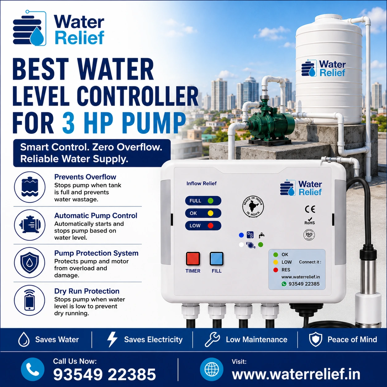 Water Level Controller for 3 HP Pump