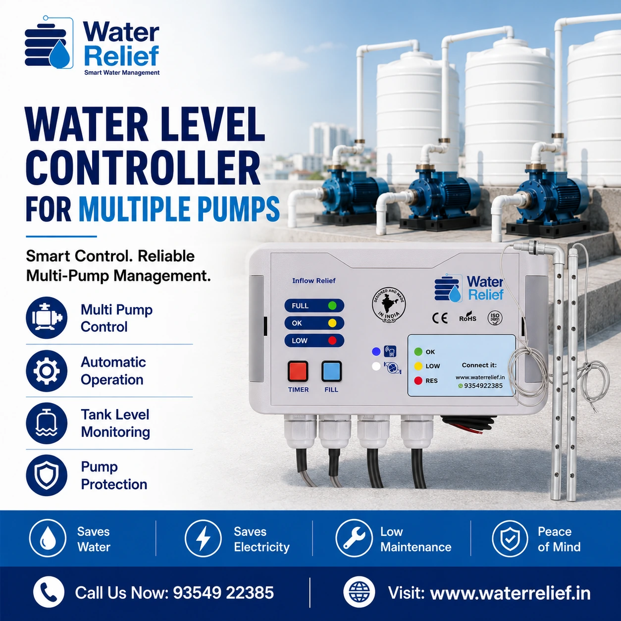 Water Level Controller for Multiple Pumps