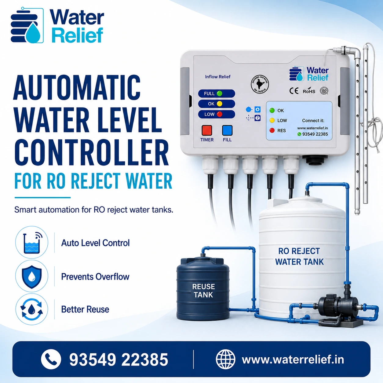 Automatic Water Level Controller for RO Reject Water