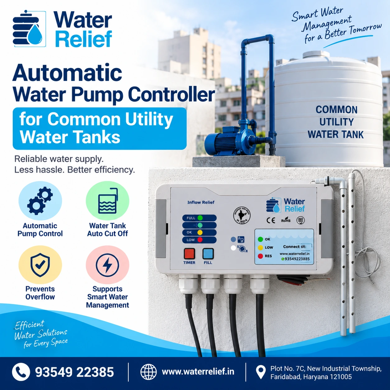 Automatic Water Pump Controller for Common Utility Water Tanks