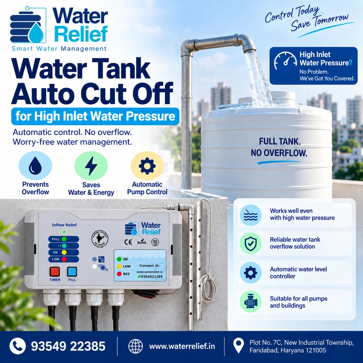 Water Tank Auto Cut Off for High Inlet Water Pressure